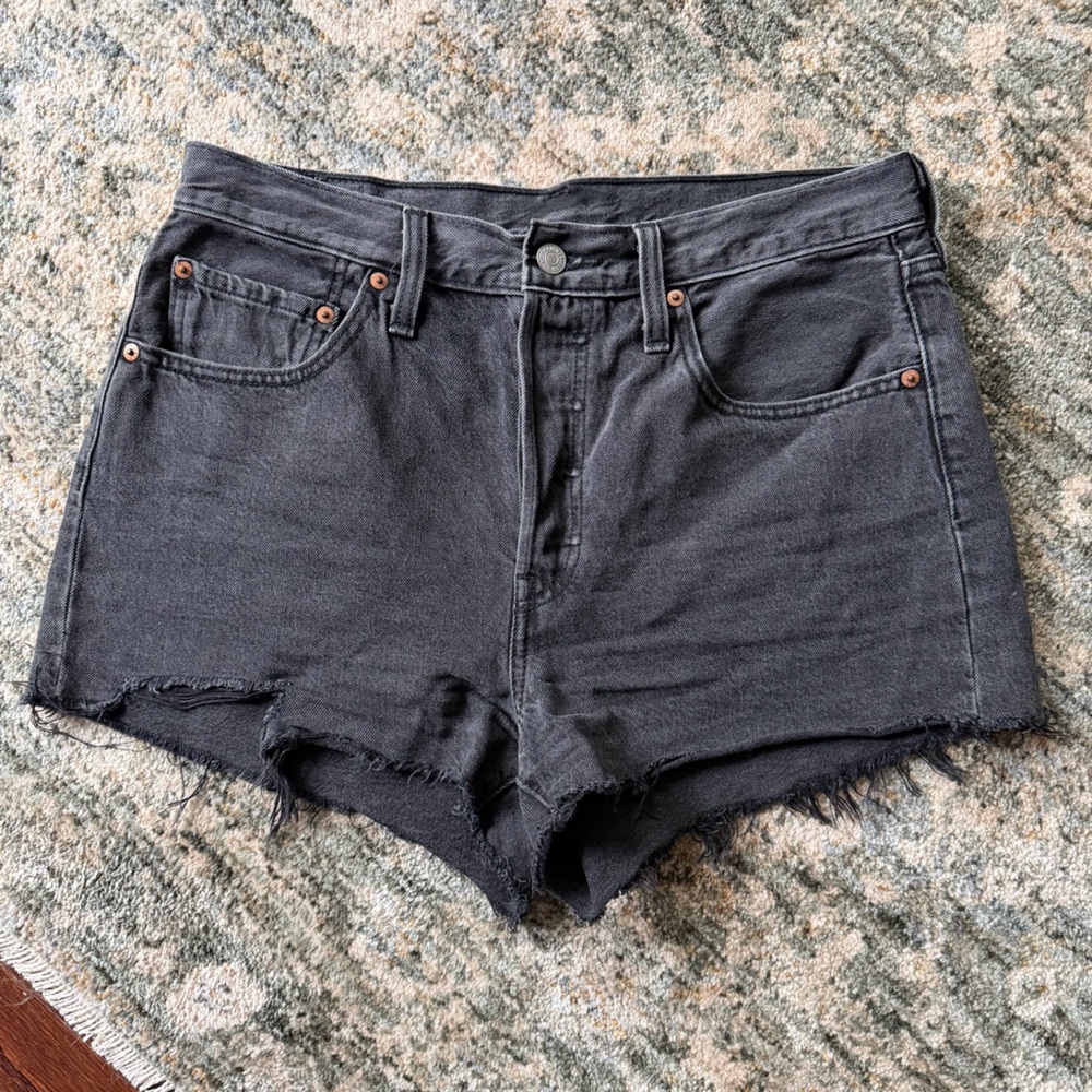 Levi's Black High-Rise Denim Cutoff Shorts